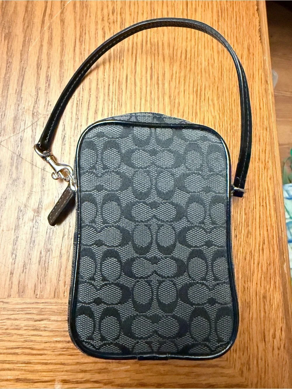Y2K Coach Black Signature Logo Camera Pouch with Silver Logo